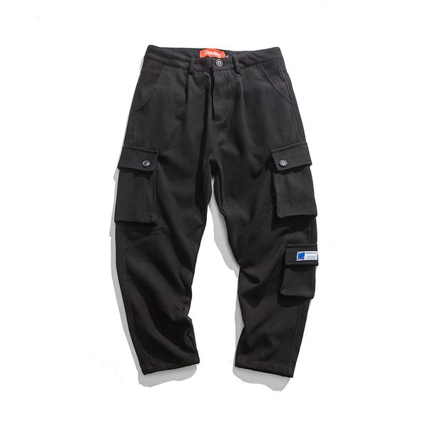 

chinism 2018 multi pocket thick harem pants winter presell, Black