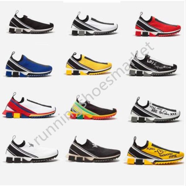 

2020 designer shoes sorrento sneaker men fabric stretch jersey slip-on sneaker lady two-tone rubber micro sole breathable casual shoes, Black