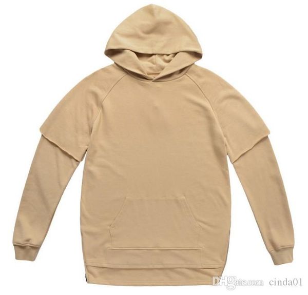 

мужские толстовки поддельные две пьесы solid color split строчка с капюшоном свитер европы и америки толстовки пуловер мода толстовки для му, Black