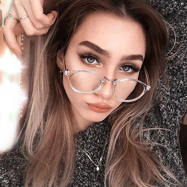 

higodoy small transparent round women glasses frame vintage clear spectacle computer eyeglasses frame fashion, Black