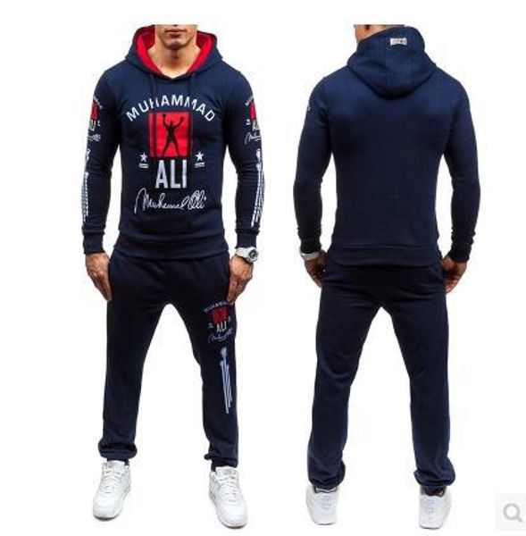 

new arrival men's tracksuits european and american men's slim hooded suit men's long-sleeved trousers suits pullover sportwea, Gray