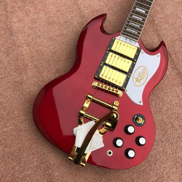 

Новая высококачественная изготовленная на заказ электрогитара ручной работы, КРАСНАЯ электрогитара с 3 звукоснимателями золотая система тремоло, бесплатная доставка