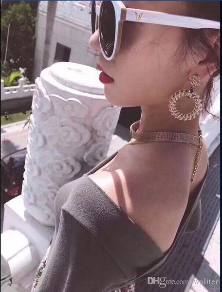 

новый! большие круглые серьги! роскошные серьги способа падения для женщин ювелирных изделий из бисера серьги с фланелевой мешки для подарка, Silver