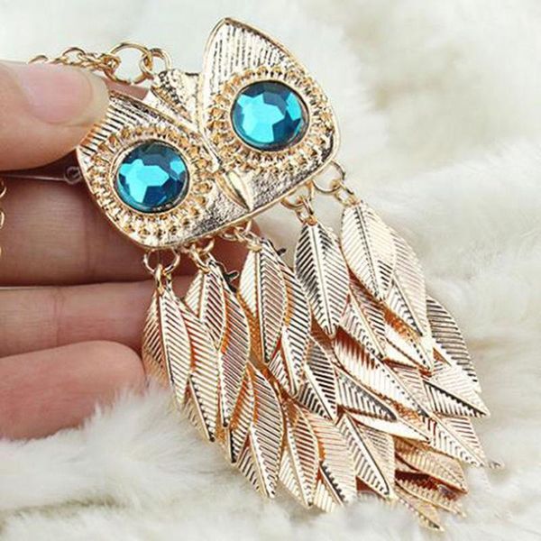 

lnrrabc 1 pc women fashion charming owl pendant kolye long sweater chain necklace jewelry gift, Silver