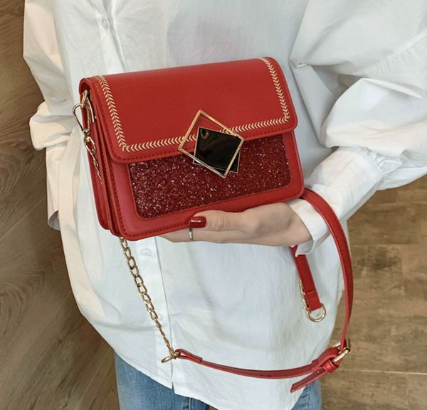 

цепочка искусственная кожа crossbody сумки для женщин мода блестки плеча messenger сумка женские маленькие сумки и кошельки