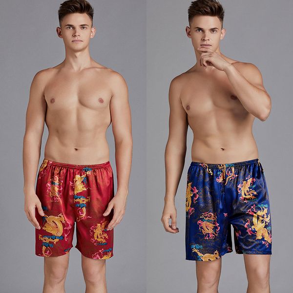 

men silk pajamas short pants pajama sleep bottoms summer short pants homewear pijama, Black;brown