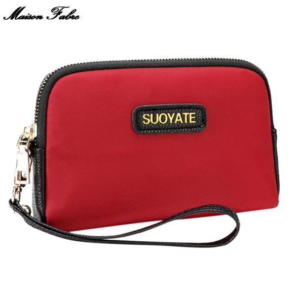 

maison fabre wallet women waterproof solid colors coin purse mobile phone bags long wallet handbags for s, Red;black