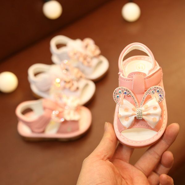 

2019 summer new female baby sandals bow princess shoes girls soft bottom bear toddler shoes, Black;red