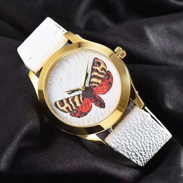 

classic fashion wristwatch imple style butterfly design dial leather strap quartz watch, Slivery;brown
