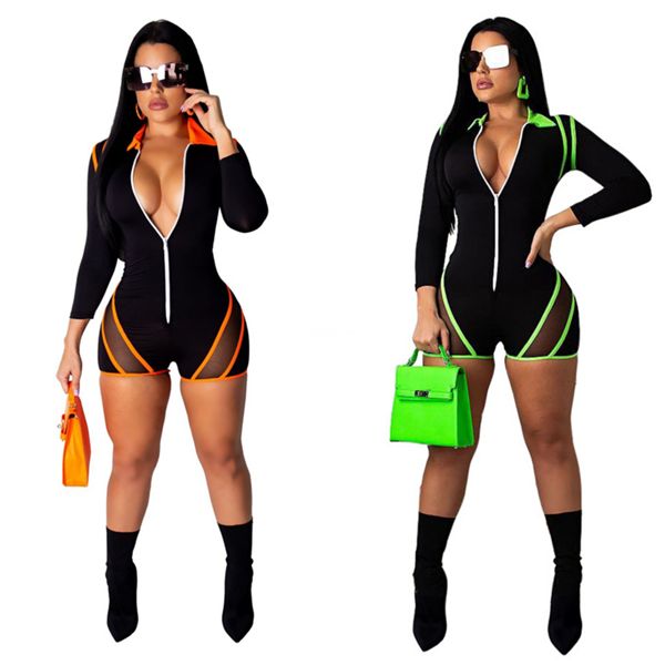 

kgfigu women rompers womens jumpsuit women clothes 2020 summer short sleeve mono mujer largo elegante solid gray streetwear #25193, Black;white