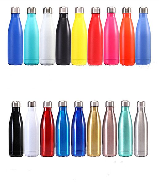 17 oz 500ml kola şekilli su şişesi vakum yalıtılmış seyahat bardakları çift duvarlı paslanmaz çelik kola şekli açık kola şişeleri FedEx