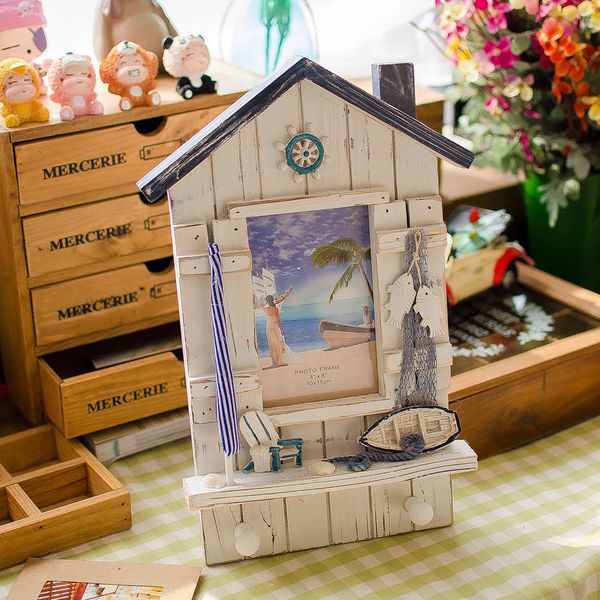 

mediterranean style wood p frame picture frame artwork home deskdecoration framework key hanger rack for friends