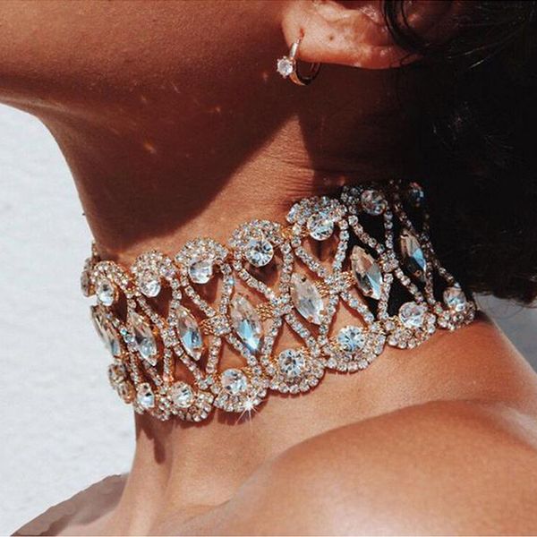 

juran fashion rhinestone choker necklace 2019 women chocker chunky necklace collier statement jewellery for women g2301-1, Silver