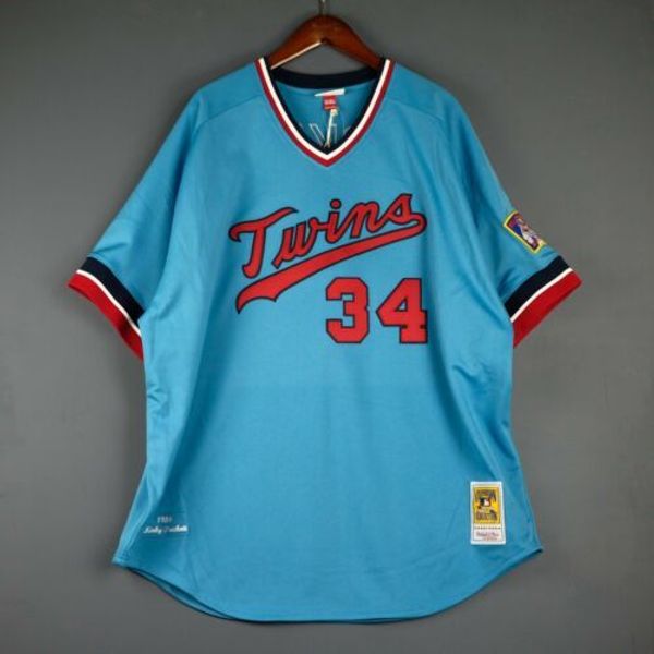 

100% stitched kirby puckett mitchell & ness 84 twins jersey size xs-5xl 3 mens throwbacks basketball jerseys, Gray