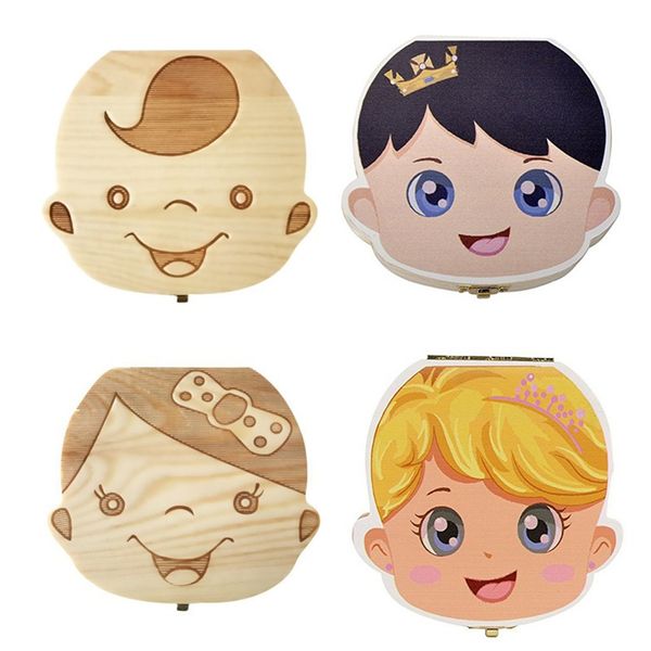 

wooden baby milk tooth storage box english spanish french russian portugal baby teeth umbilical lanugo organizer keepsakes gift