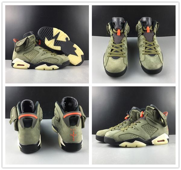 

new release travis x 6 medium olive houston men basketball shoes 6s cactus jack black-sail-university red mens designer sneakers with box