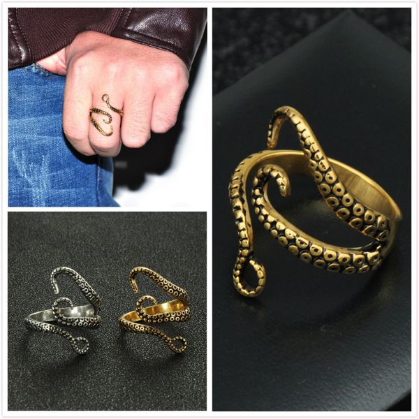 

new fashion antique silver and copper stainless steel ocs mens finger open ring band classic punk rock jewelry gifts for guys wholesale