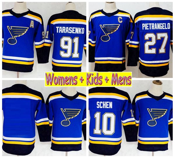 

2019 ladies st. louis blues hockey jerseys 91 vladimir tarasenko 27 alex pietrangelo 10 brayden schenn blue kids womens mens stitched shirts, Black;red