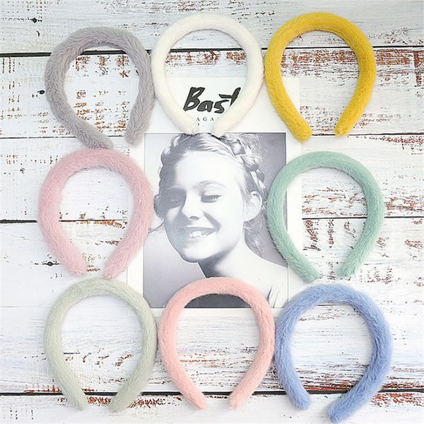 

10pcs/lot new cute solid color plush macaron color hairbands girls children solid hair headband hair band headwear, Slivery;white