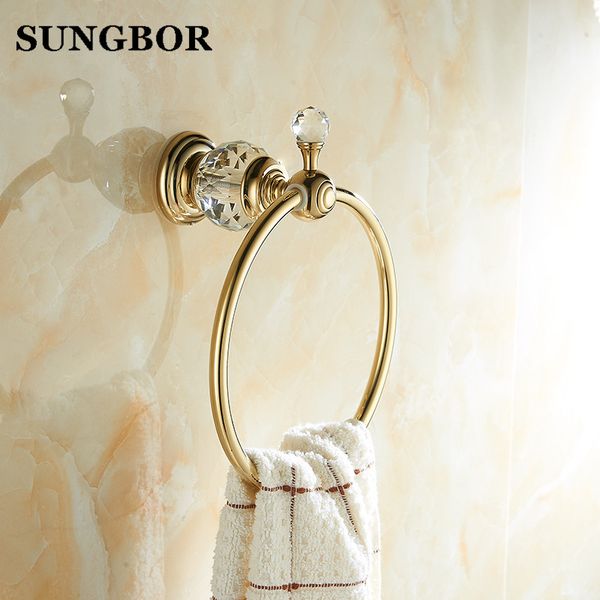 

golden bathroom towel ring holder crystal towel holder ring,towel bar bathroom accessories sh-99906k