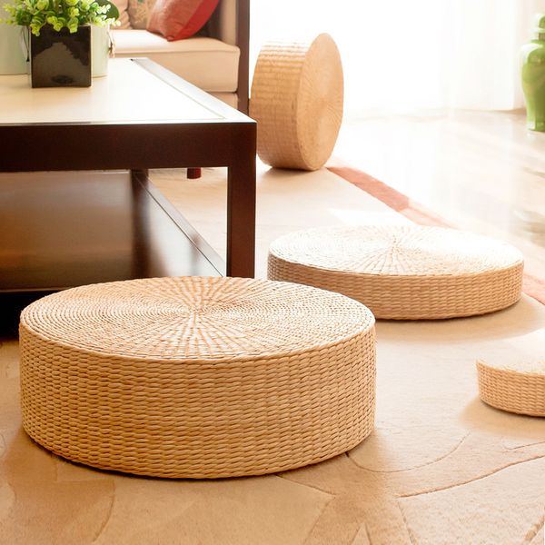 

cushion rattan grass pucao meditation mat thicker cushion tatami mat bay window be applicable circular low stool to sit pier