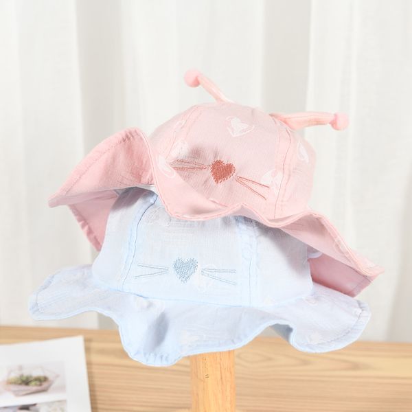 

baby hat baby spring and autumn thin princess sun hat girl baby summer super cute cute sunscreen fisherman hat, Blue;gray