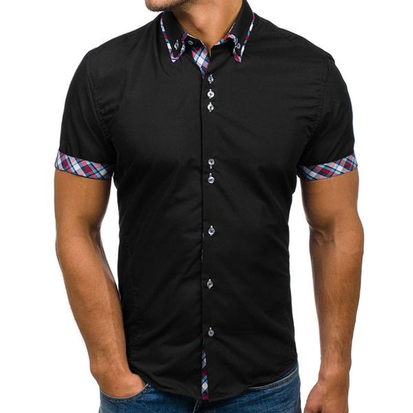 

New Brand Men Clothing 2018 Fashion Shirt Male Dress Shirts Slim Fit Turn -Down Men Short Sleeve Mens Hawaiian Shirt Big Size 3xl