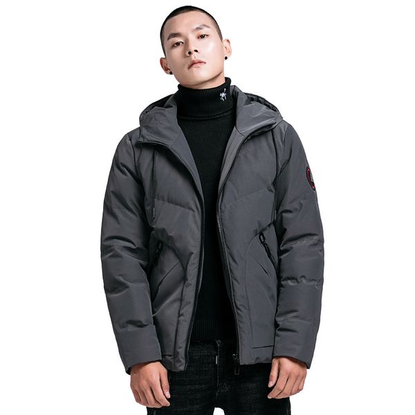 

men's simple-style foundation cotton-padded clothes jacket solid color casual warm hooded 2018 winter new style men's cotton-pad, Black