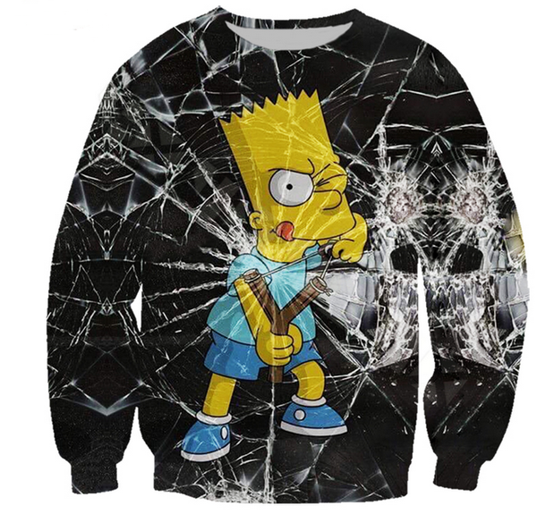 

2019 new fashion classic cartoon simpsons 3d printed sweatshirt men women 3d print 3d long sleeve tracksuit pullover harajuku hip hop b204, Black