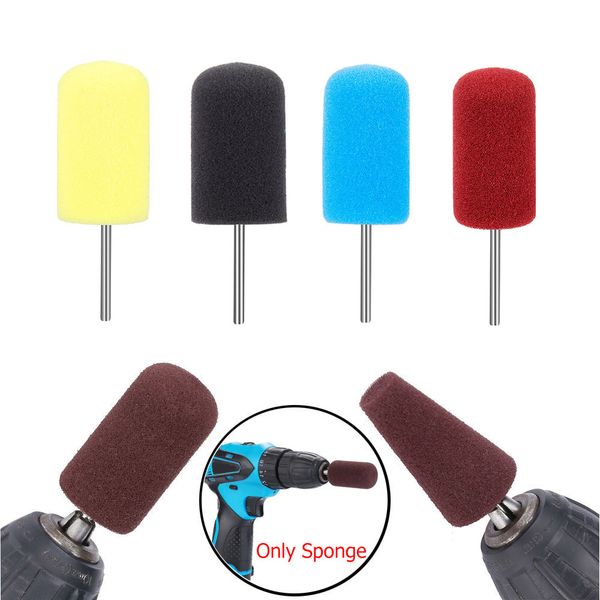 

1pc novel car wheel sponge cone round metal hub polish buffing shank polishing pad auto cleaning washing tools accessories