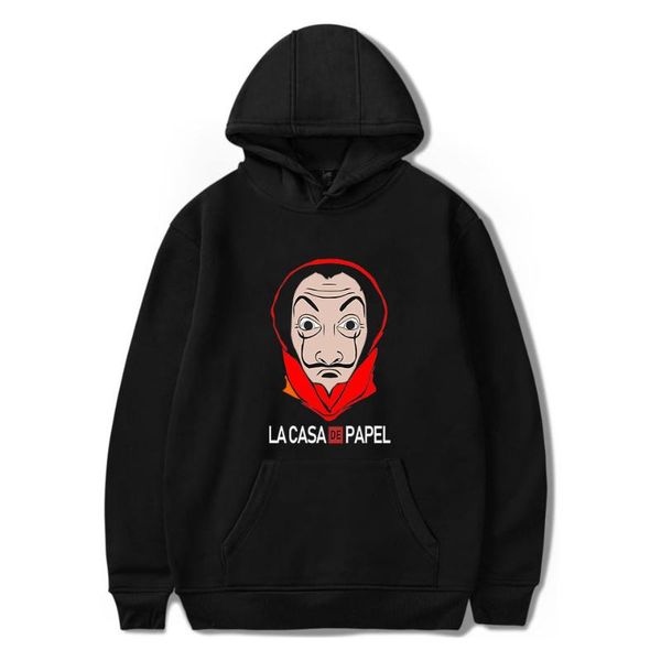 

hoodie sweatshirt men / women casual streetwear men's clothing print la casa de papel house of paper hooded clothes cotton full, Black