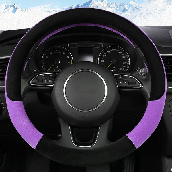 

cartoon purple fashion car decoration women girl auto vehicle steering wheel cover 15 inch steering cover anti-skid