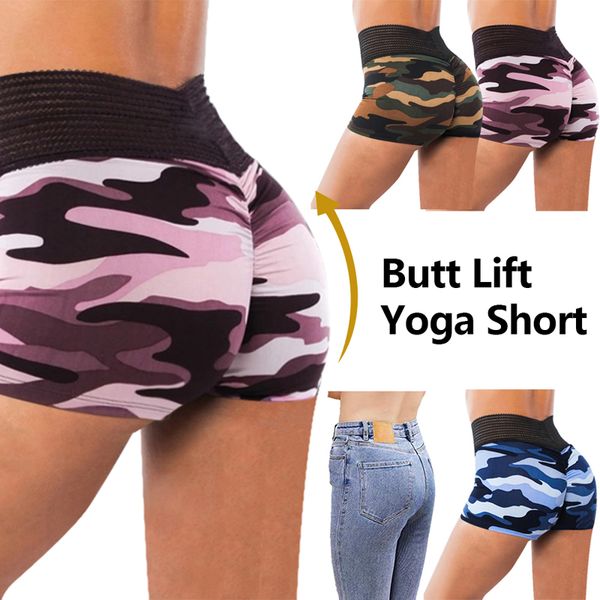 

loozykit women's high waist 2020 yoga leggings stretchy high waist ruched bulifting workout compression shorts, White;red