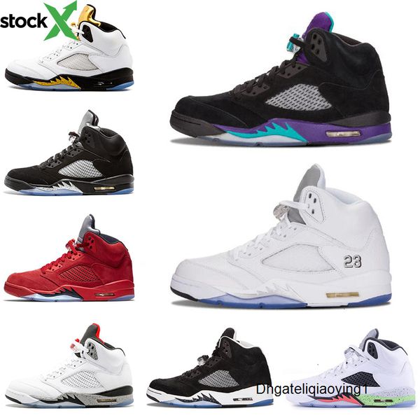 

2020 mens basketball shoes 5 5s black grape white cement oreo olympic gold medal space jam blue fire red sport sneakers size 7-13