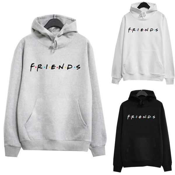 

women friends print hoodies harajuku hooded sweatshirt fashion loose sweats pullovers ladies hoody outwear sudadera mujer, Black