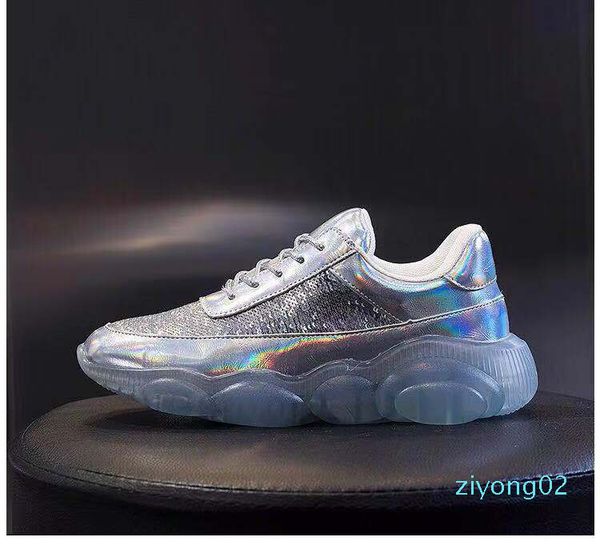 

net red sports little bear shoes 2019 autumn new korean version versatile colorful jelly shoes crystal bottom summer daddy female tren 02z, Black