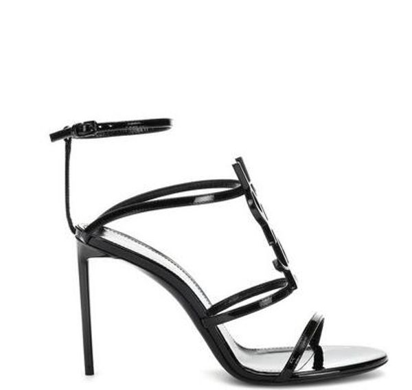 

2019 luxury designer style patent leather thrill heels women unique letters sandals dress wedding shoes shoes 35-41, Black