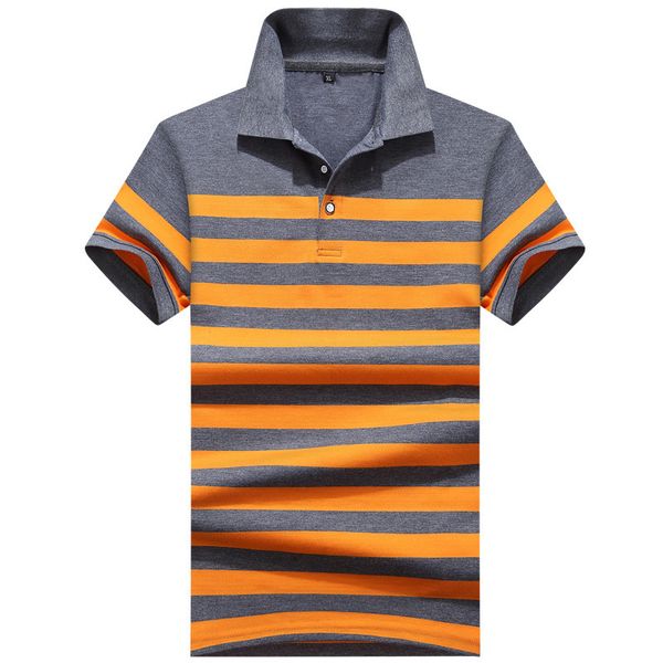 

мужская дизайнерская рубашка поло с коротким рукавом в полоску лацкане бизнес-повседневная футболка, White;black