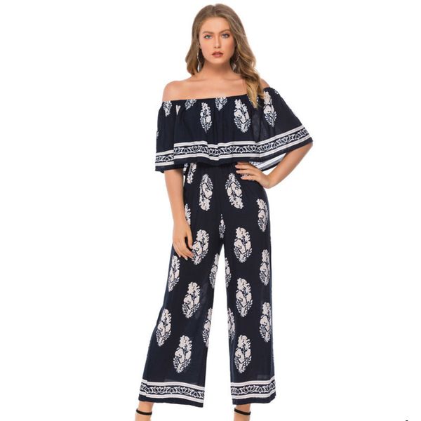 

women designer popular printed jumpsuitanl3anl3, Gray