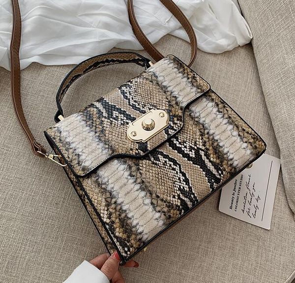 

designer women serpentine crossbody luxury lady vintage handbags fashion square lock contrast color bag