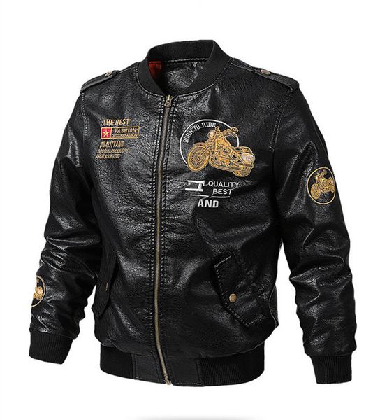 

mens plus size printed pu jackets fashion long sleeves embroidery coat designer faux leather zipper jacket male coat, Black;brown