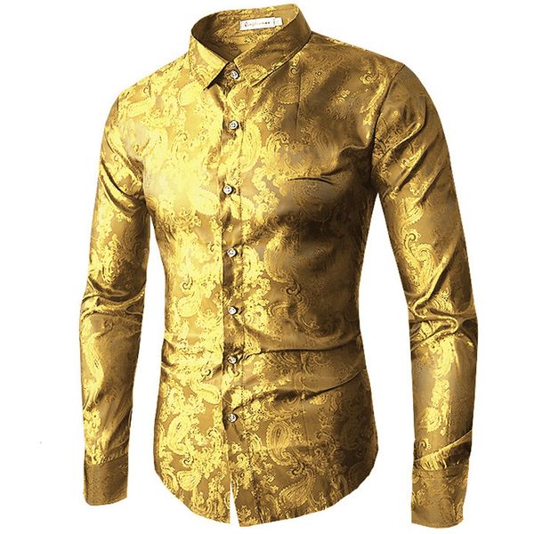 

2019 spring and herfst fashion new men casual boutique long mouwen flowers shirt /men golden pattern built shirt, White;black