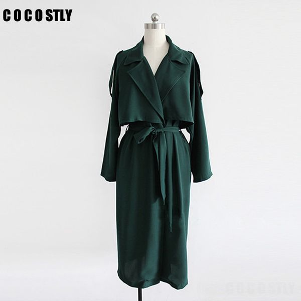 

2017 autumn trench coat for women turn down collar womens trench coats british style long coat female womens x-long windbreakers, Tan;black