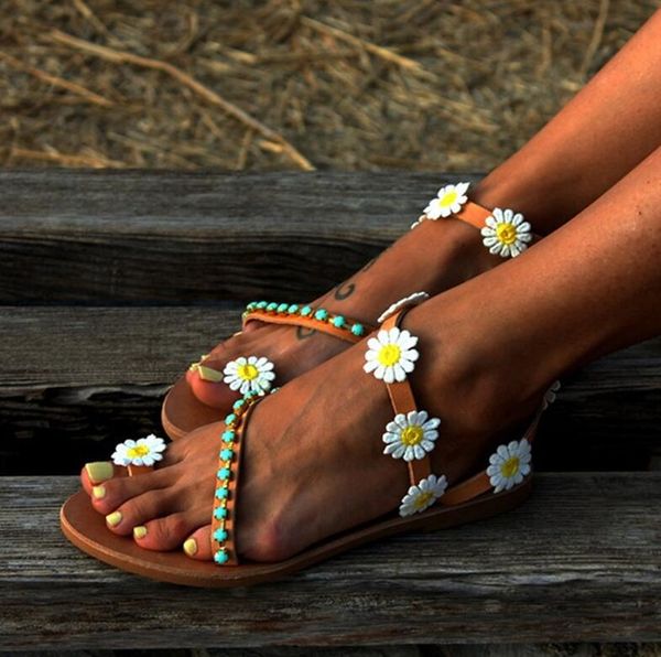 

summer shoes woman gladiator sandals women shoes flat fashion weet flowers boho beach sandals ladies plus size sandalias mujer, Black