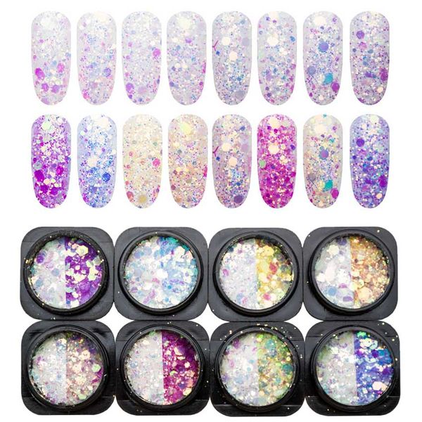 

mix color changing glitter for nails art glitter sequins chunky nail powder decoration for nail design spangles sf3046, Silver;gold