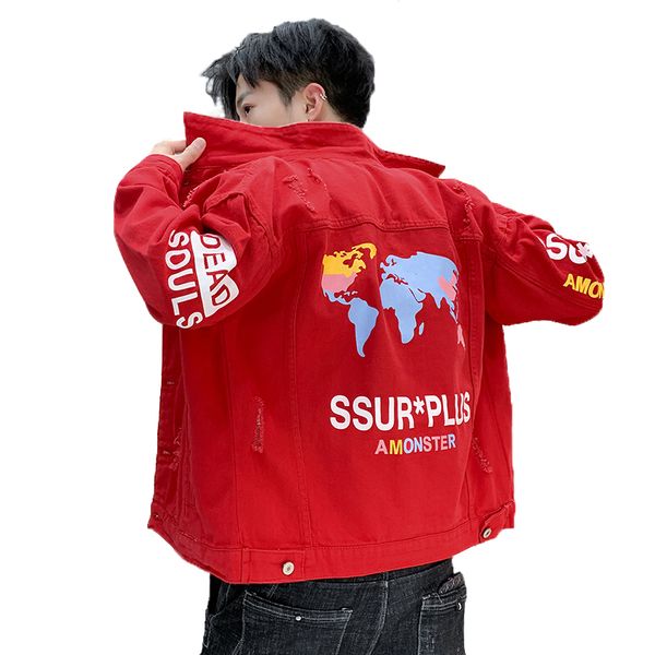 

mens 2020 роскошная одежда biker denim пальто тонкий мужчины моды марка printed письмо vintage wash проблемные мужские дизайнерские жан курт, Black;brown