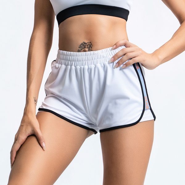 

women yoga shorts high elastic waist push up sports breathable quick dry solid gym yoga short fitness sports short running, White;red