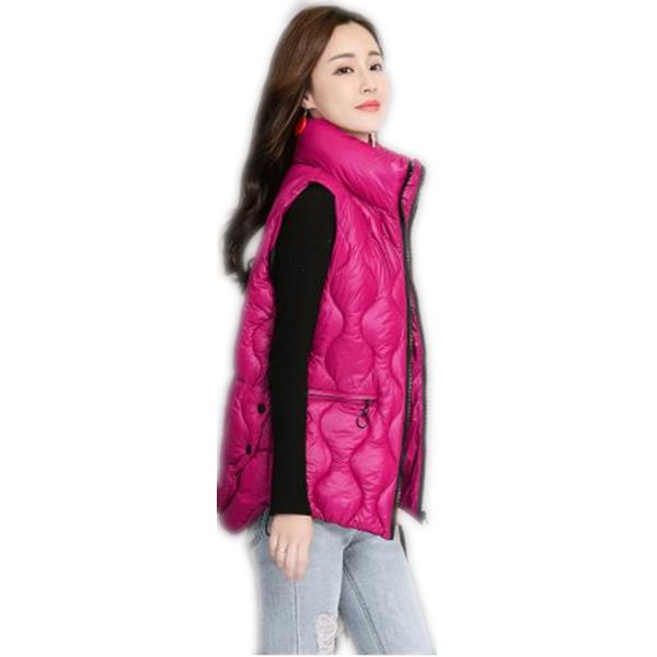 

осень зима женщины vest 2019 stand-воротник вниз хлопок жилет женский короткие рукавов тонкий тонкий женский stand-воротник жилет h075, Black;white