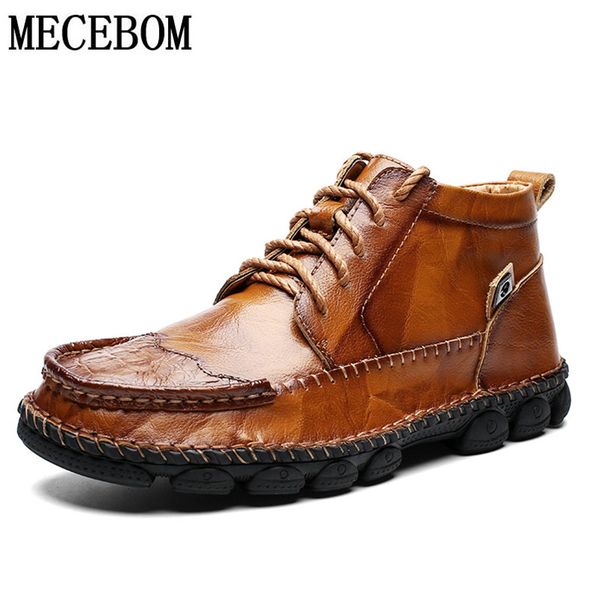 

men's motoccyle boots cowhide leather big size 38-48 comfortable lace up wear-resistant ankle boots men's, Black