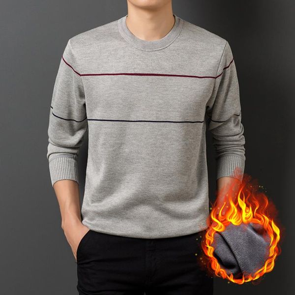 

mens knit sweater pullover basic o neck fleeced thick for autumn winter striped fashion casual bo22281227, White;black
